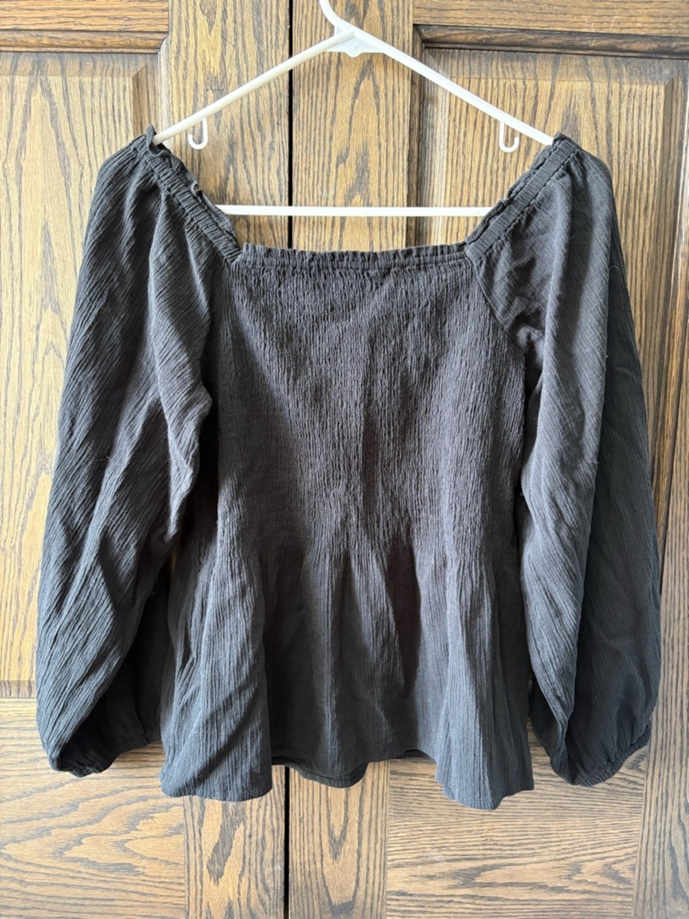 Madewell Black Smocked Square-Neck Peasant Blouse - Picture 5 of 5